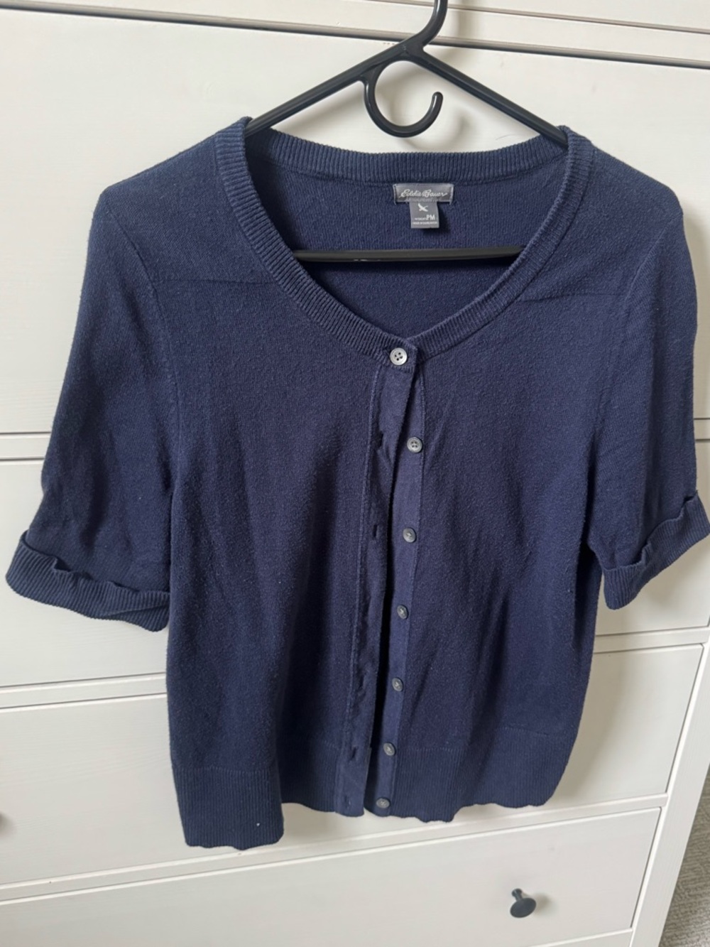 Eddie Bauer Navy Elbow Sleeve Cardigan Medium Petite